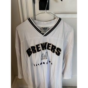 Vintage Lee Sport Adult Shirt V-Neck Extra Large XL MLB Milwaukee Brewers Mens